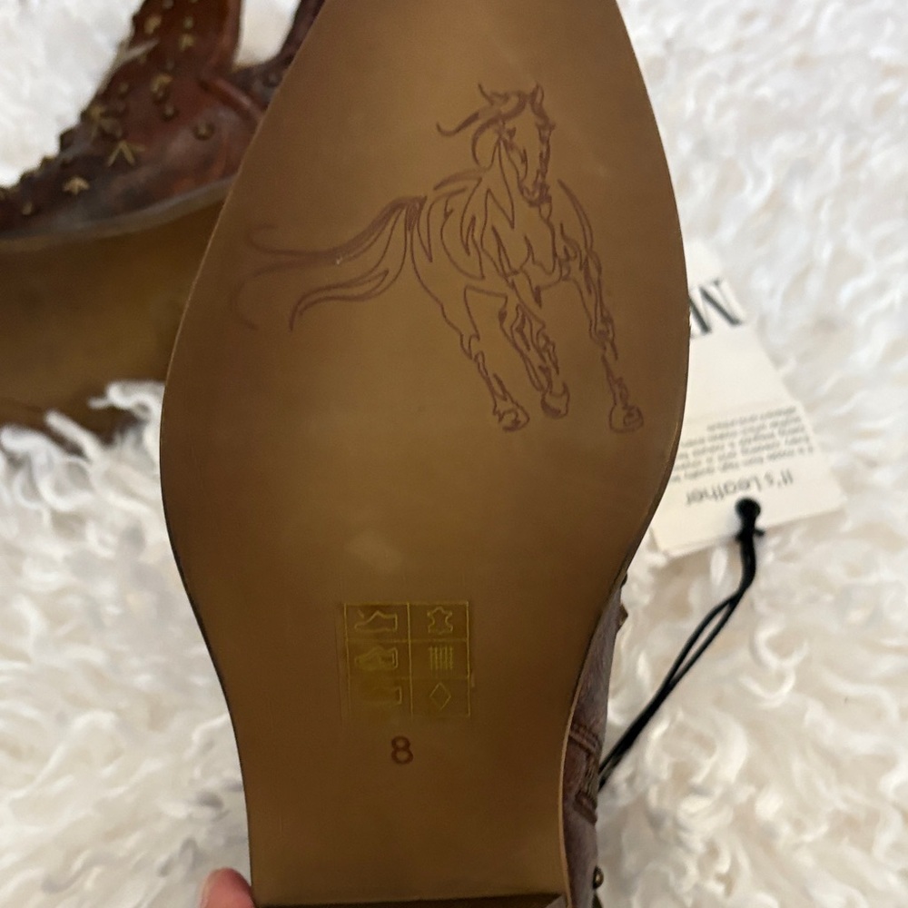 Myra Bag Brown Leather Heeled Boots with Silver Stars~ GORGEOUS! Brand new - Picture 10 of 12